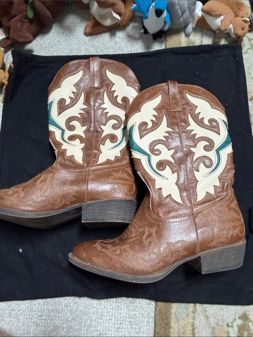 Coconuts by Matisse Brown Leather Boot with Cream & Teal Accents